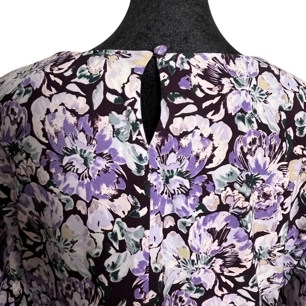 Lauren Ralph Lauren Ditzy Floral Purple Balloon Sleeve Dress Midi – Size 12 - Picture 6 of 11